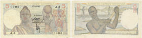 BILLET
Afrique Occidentale. 5 francs type 1943, SPECIMEN 17-8-1943. K.180 - P.36s ;
Alphabet A.8. TTB.
