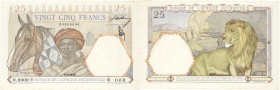 BILLET
Afrique Occidentale. 25 francs type 1933, valeur faciale en rouge, SPECIMEN ND (1942). K.168c - P.27s ;
Superbe.