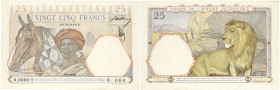 BILLET
Afrique Occidentale. 25 francs type 1933, valeur faciale en rouge, SPECIMEN ND (1942). K.168c - P.27s ;
Superbe.