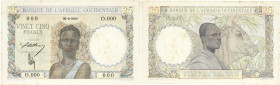 BILLET
Afrique Occidentale. 25 francs type 1946, SPECIMEN ND (1943-1948). K.186 - P.38s ;
Rousseurs. Superbe.