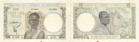 BILLET
Afrique Occidentale. 25 francs type 1946, SPECIMEN ND (1943-1948). K.186 - P.38s ;
Avec la double perforation SPECIMEN. Superbe.