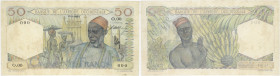 BILLET
Afrique Occidentale. 50 francs type 1943, SPECIMEN ND (1944-1948). K.190a - P.39s ;
Rousseurs. TTB à Superbe.