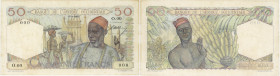 BILLET
Afrique Occidentale. 50 francs type 1943, SPECIMEN ND (1944-1948). K.190a - P.39s ;
Rousseurs. Superbe.