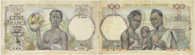BILLET
Afrique Occidentale. 100 francs type 1943, SPECIMEN ND (1945-1948). K.194a - P.40s ;
Ruban adhésif au verso pour restauration d’une partie manq...