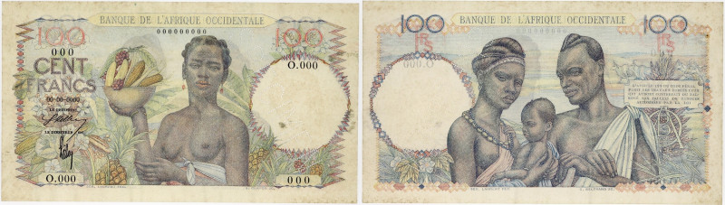 BILLET
Afrique Occidentale. 100 francs type 1943, SPECIMEN ND (1945-1948). K.194...