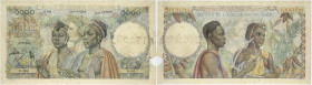 BILLET
Afrique Occidentale. 5000 francs type 1946, SPECIMEN ND (1947). K.203a - P.43s ;
Très rare. Déchirures au niveau du filigrane et à droite de CI...