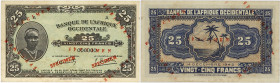 BILLET
Afrique Occidentale. 25 francs type 1942, SPECIMEN 1942. K.175a - P.30s ;
Rare. Un pli à l’angle bas droit. Superbe.