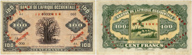 BILLET
Afrique Occidentale. 100 francs type 1942, SPECIMEN 1942. K.176a - P.31s ;
Très rare. Rousseurs. Superbe à Splendide.