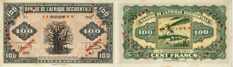 BILLET
Afrique Occidentale. 100 francs type 1942, SPECIMEN 1942. K.176a - P.31s ...