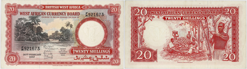 BILLET
Afrique occidentale britannique. 20 shillings 1957. P.10a ;
PCGS 35 detai...