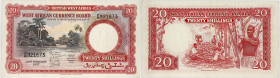 BILLET
Afrique occidentale britannique. 20 shillings 1957. P.10a ;
PCGS 35 details (38677257). TTB.