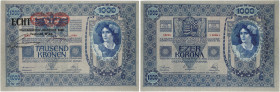 BILLET
Autriche. 1000 kroner 1902 (1919). P.58 ;
PCGS Choice UNC 64 OPQ (38117533). Presque Neuf.