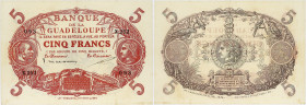 BILLET
Guadeloupe. 5 francs Cabasson rouge ND (1934-1943). P.7c ;
PCGS 53 Details (38677255). TTB à Superbe.