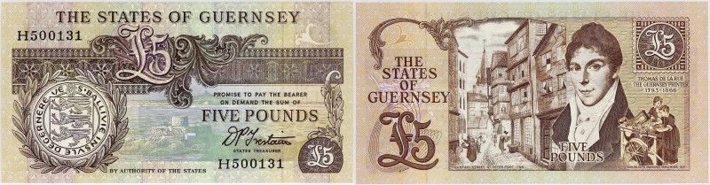 BILLET
Guernesey. 5 pounds ND (1990-1995). P.53b ;
PCGS Uncirculated 62 OPQ (381...