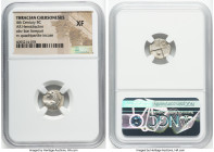 THRACE. Chersonesus. Ca. 4th century BC. AR hemidrachm (13mm). NGC XF. Persic standard, ca. 480-350 BC. Forepart of lion right, head reverted / Quadri...