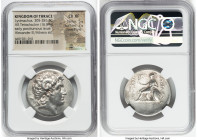 THRACIAN KINGDOM. Lysimachus (305-281 BC). AR tetradrachm (30mm, 16.89 gm, 12h). NGC Choice XF 5/5 - 2/5, Fine Style, brushed. Lampsacus, ca. 297-281 ...
