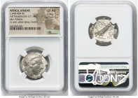 ATTICA. Athens. Ca. 440-404 BC. AR tetradrachm (24mm, 17.18 gm, 7h). NGC Choice AU 5/5 - 5/5. Mid-mass coinage issue. Head of Athena right, wearing ea...