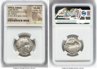 ATTICA. Athens. Ca. 440-404 BC. AR tetradrachm (23mm, 17.21 gm, 2h). NGC Choice AU 5/5 - 4/5. Mid-mass coinage issue. Head of Athena right, wearing ea...