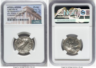 ATTICA. Athens. Ca. 440-404 BC. AR tetradrachm (24mm, 17.17 gm, 10h). NGC Choice AU 5/5 - 4/5. Mid-mass coinage issue. Head of Athena right, wearing e...