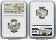 ATTICA. Athens. Ca. 440-404 BC. AR tetradrachm (23mm, 17.15 gm, 4h). NGC AU 3/5 - 3/5. Mid-mass coinage issue. Head of Athena right, wearing earring, ...