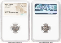 MYSIA. Parium. Ca. 500-450 BC. AR drachm (14mm). NGC Choice VF. Gorgoneion facing with open mouth and protruding tongue / Crude disjointed incuse squa...