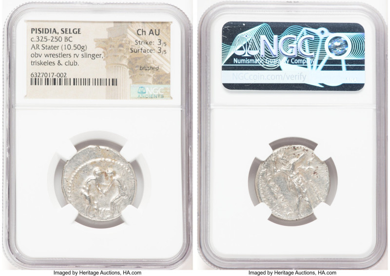 PISIDIA. Selge. Ca. 325-250 BC. AR stater (24mm, 10.50 gm, 11h). NGC Choice AU 3...