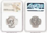 SELEUCID KINGDOM. Antiochus III the Great (222-187 BC). AR tetradrachm (28mm, 12h). NGC VF, overstruck. Seleucia on the Tigris, before ca. 210 BC. Dia...