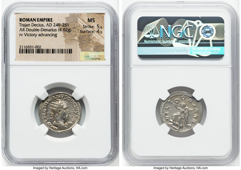 Trajan Decius (AD 249-251). AR antoninianus (22mm, 4.02 gm, 1h). NGC MS 5/5 - 4/...