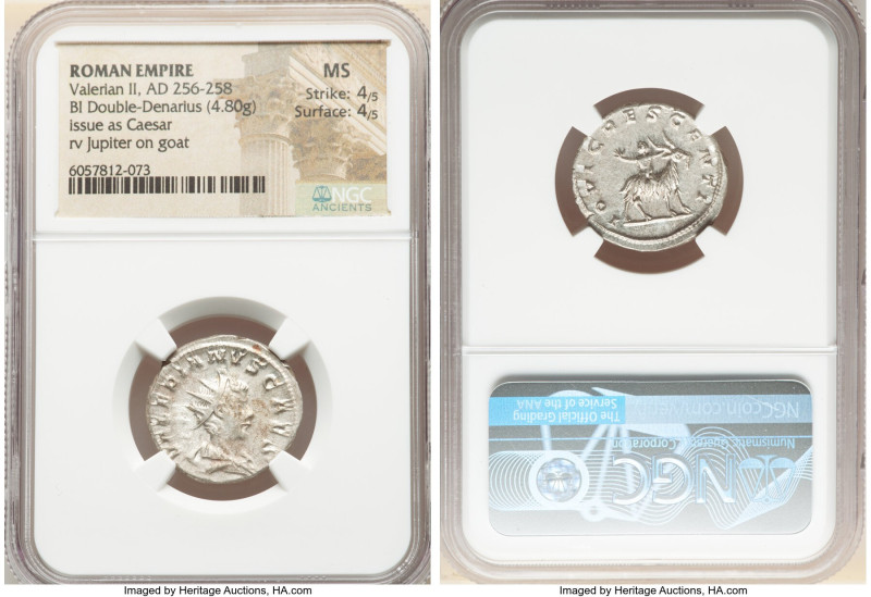 Valerian II, as Caesar (AD 256-258). BI antoninianus (22mm, 4.80 gm, 5h). NGC MS...