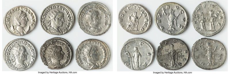 ANCIENT LOTS. Roman Imperial. Lot of six (6) AR antoniniani. Choice Fine-XF. Inc...