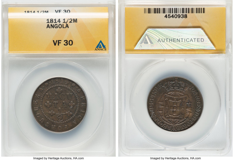 Portuguese Colony 4-Piece Lot of Certified Assorted Macuta ANACS, 1) 1/2 Macuta ...