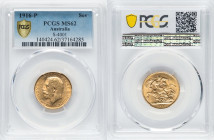 George V gold Sovereign 1916-P MS62 PCGS, Perth mint, KM29, S-4001. HID09801242017 © 2022 Heritage Auctions | All Rights Reserved