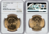 Franz Joseph I gold Restrike 100 Corona 1915 MS64 NGC, Vienna mint, KM2819, Fr-507R. HID09801242017 © 2022 Heritage Auctions | All Rights Reserved