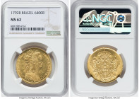 Maria I gold 6400 Reis (Peça) 1792-R MS62 NGC, Rio de Janeiro mint, KM226.1, LMB-530. From the Mac and Rob Woodside Collection HID09801242017 © 2022 H...