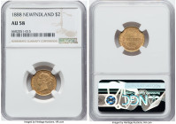 Newfoundland. Victoria gold 2 Dollars 1888 AU58 NGC, London mint, KM5, Fr-1. From the Mac and Rob Woodside Collection HID09801242017 © 2022 Heritage A...