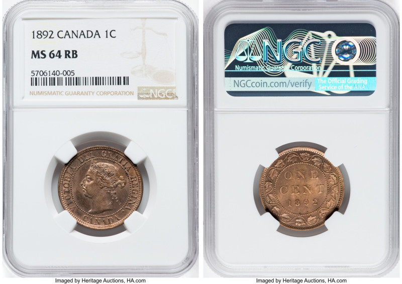 Victoria Cent 1892 MS64 Red and Brown NGC, London mint, KM7. HID09801242017 © 20...