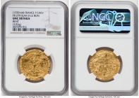 Jean II le Bon (1350-1364) gold Franc a cheval ND (from 1360) UNC Details (Bent) NGC, Dup-294, Fr-279. 3.83gm. HID09801242017 © 2022 Heritage Auctions...