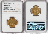 Louis XV gold Louis d'Or 1726-BB AU Details (Obverse Scratched) NGC, Strasbourg mint, KM489.4, Dup-1640. From the Mac and Rob Woodside Collection HID0...