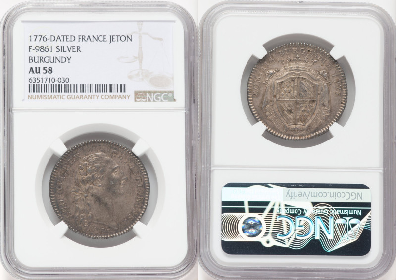 Louis XVI silver "Comitia Burgundiae" Jeton 1776-Dated AU58 NGC, Burgundy, Feuar...