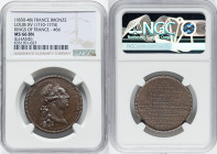 Louis Philippe I bronze "Kings of France - Louis XV (1710-1774)" ND (1830-1848) MS66 Brown NGC, Paris mint. Edge: Hand. By Caque. Laureate bust right ...