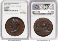 Louis Philippe I bronze "Napoleon's Remains Transferred" Medal 1840-Dated MS63 Brown NGC, Bram-1981, Julius-3995. Edge: hand. By Montagny. TOUT POUR L...