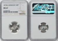 Wilhelm II 20 Pfennig 1874-G MS67 NGC, Karlsruhe mint, KM5, J-5. HID09801242017 © 2022 Heritage Auctions | All Rights Reserved