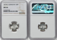Wilhelm II 20 Pfennig 1874-G MS66 NGC, Karlsruhe mint, KM5, J-5. HID09801242017 © 2022 Heritage Auctions | All Rights Reserved