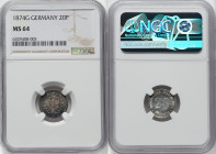 Wilhelm II 20 Pfennig 1874-G MS64 NGC, Karlsruhe mint, KM5, J-5. HID09801242017 © 2022 Heritage Auctions | All Rights Reserved