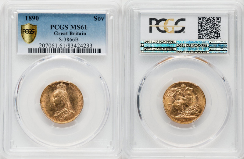 Victoria gold Sovereign 1890 MS61 PCGS, KM767, S-3866B. HID09801242017 © 2022 He...