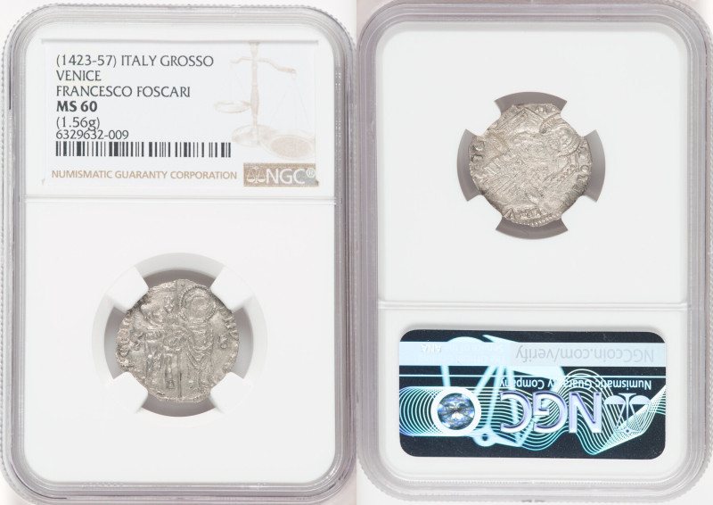 Venice. Francesco Foscari Grosso ND (1423-1457) MS60 NGC, 20mm. 1.56gm. HID09801...