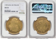Charles III gold 8 Escudos 1787 LM-MI AU53 NGC, Lima mint, KM82.1a, Fr-32. From the Mac and Rob Woodside Collection HID09801242017 © 2022 Heritage Auc...