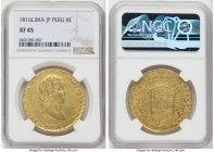 Ferdinand VII gold 8 Escudos 1816 LM-JP XF45 NGC, Lima mint, KM129.1, Cal-1763. From the Mac and Rob Woodside Collection HID09801242017 © 2022 Heritag...