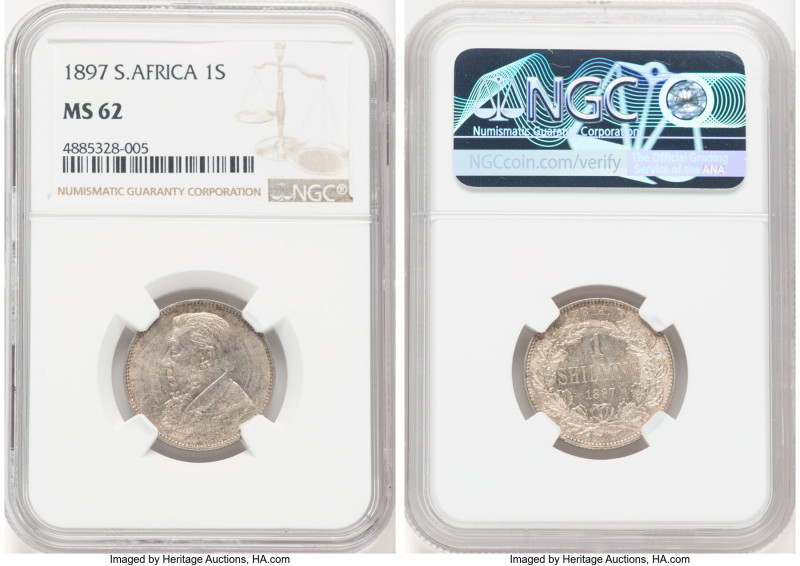 Republic Shilling 1897 MS62 NGC, Pretoria mint, KM5. HID09801242017 © 2022 Herit...