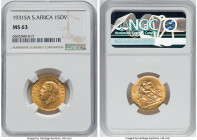 George V gold Sovereign 1931-SA MS63 NGC, Pretoria mint, KM-A22, S-4005. From the Mac and Rob Woodside Collection HID09801242017 © 2022 Heritage Aucti...